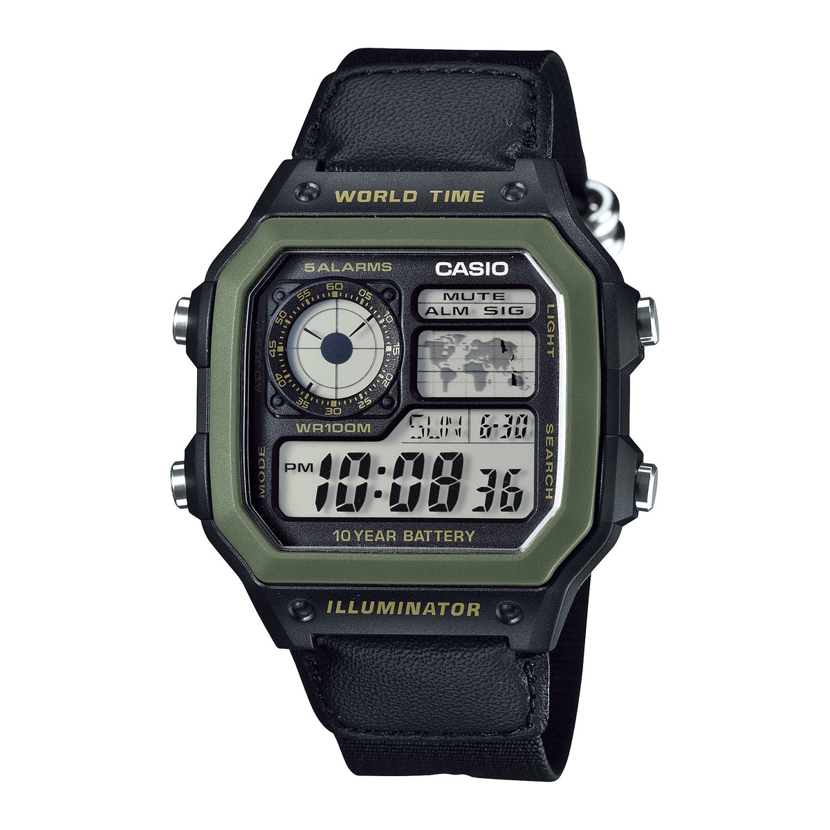 CASIO Mens World Time Black Combi Watch #AE-1200WHB-1BVDF