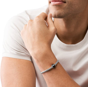 Armani Mens Black & Stainless Steel Bracelet EGS2911040 wrist