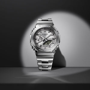 Casio G-Shock Silver Octagon Stainless Steel Analog-Digital Watch GM-2110D-7A - detail photo 3