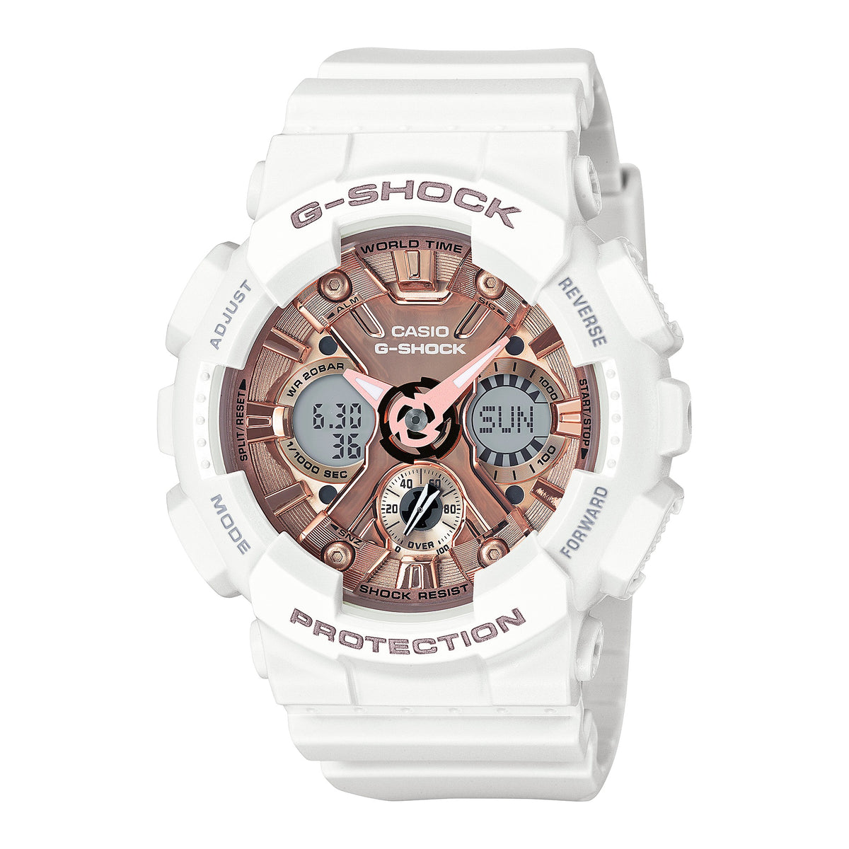 CASIO G-SHOCK Ladies Analog-Digital Rose Gold Sport Quartz Watch #GMA-S120MF-7A2DR