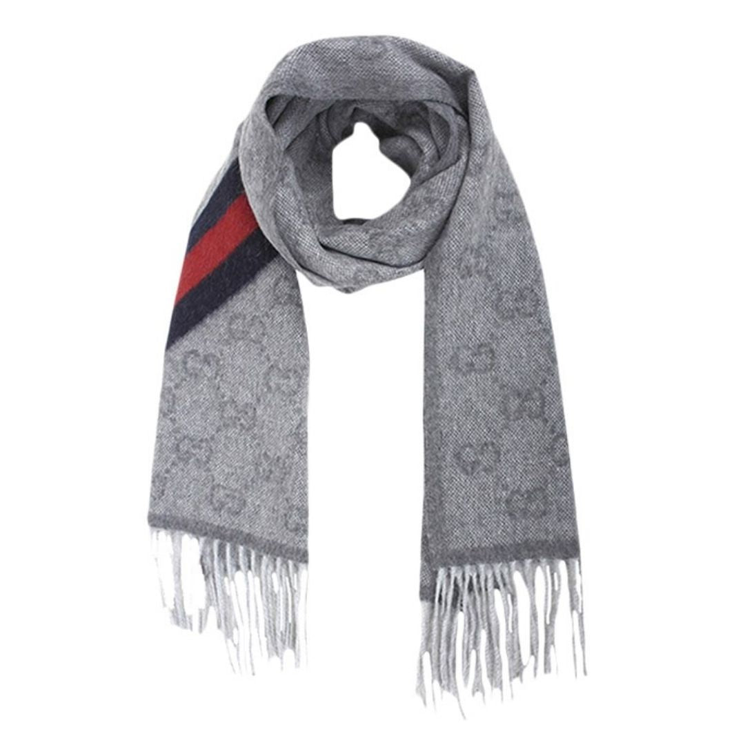 Gucci 570603-3G200-1768 Scarf, Zinc Blue, 25 x 180cm, 100% Wool
