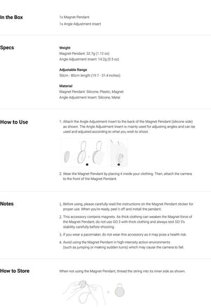 Insta360-GO-3-Magnet-Pendant Spec