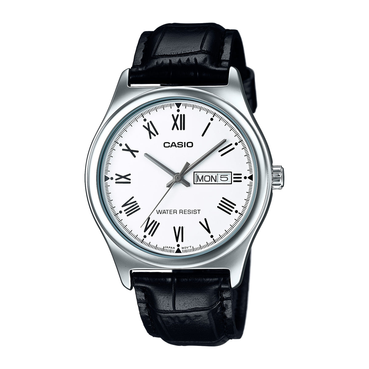 CASIO Men's Standard Analog Black Leather Band Black Dial Watch #MTP-V006L-7BUDF