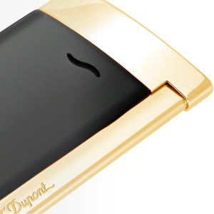 S.T. Dupont 27708 Slim 7 Black & Golden Luxury Lighter close up view