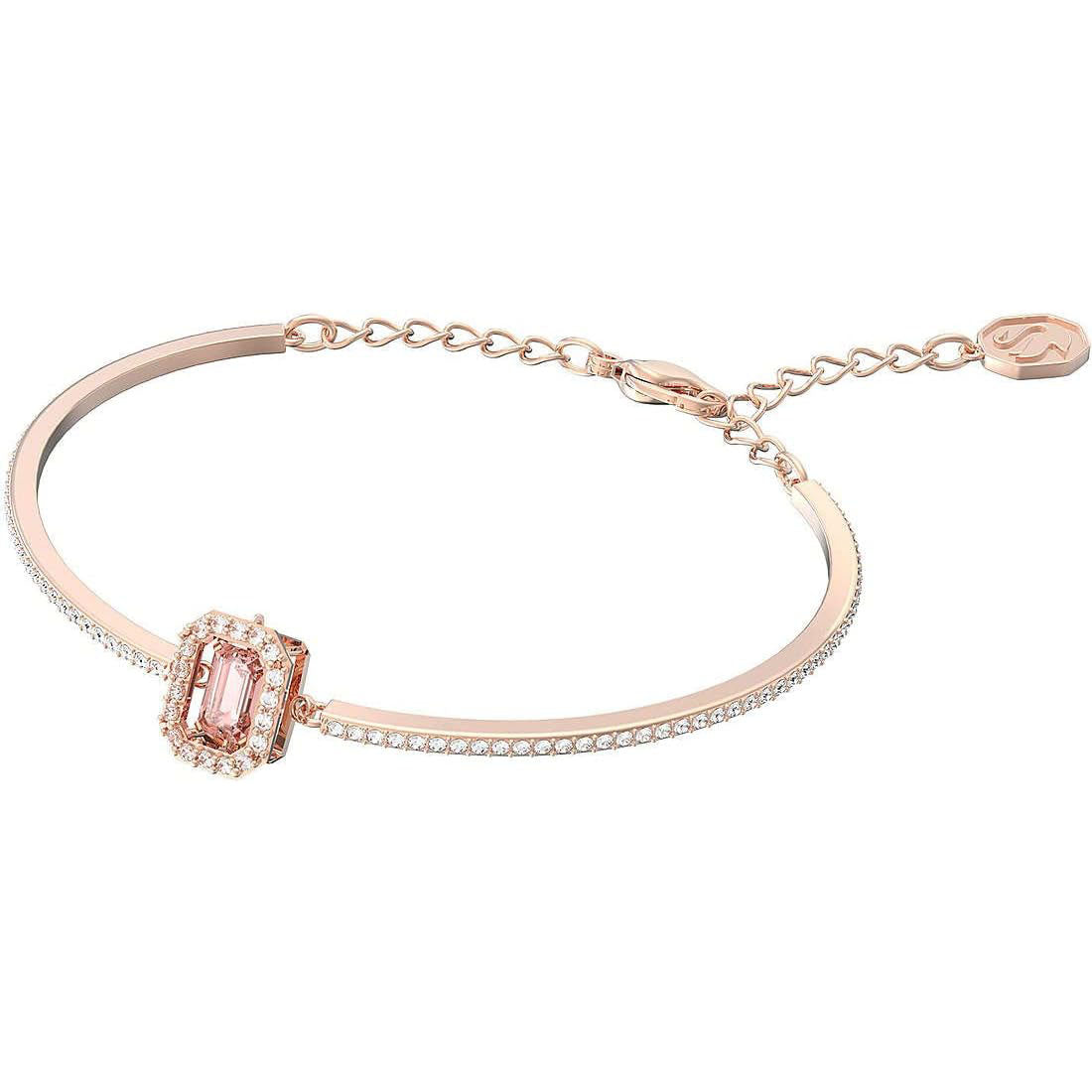 SWAROVSKI 5620555 Una bangle Octagon cut, Pave, Pink, Rose gold-tone plated