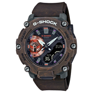 Casio G-Shock GA-2200MFR-5AER marbled brown resin watch, front view on white background