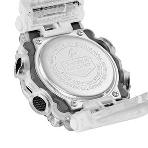 Casio G-Shock GA-900SKL-7AER three-quarter angle view of translucent case
