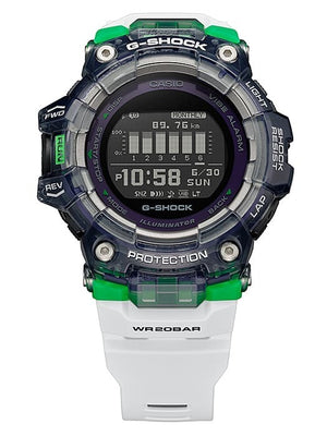 Casio G-Shock GBD-100SM-1A7ER close-up front view showing step count and monthly data screen