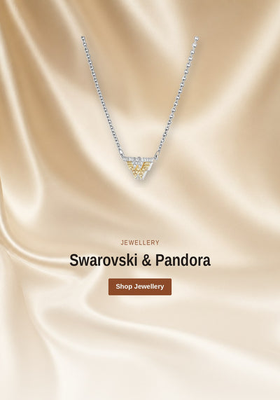 Swarovski and Pandora jewellery promotional tile linking to the jewellery collection