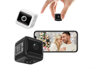 XCAM Max size comparison — fits in your palm, black and white versions