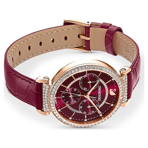 swarovski-5580345-swiss-made-leather-strap-red-rose-gold-tone-finish-passage-chrono-watch