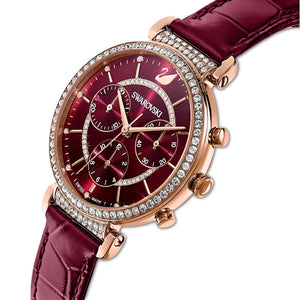 swarovski-5580345-swiss-made-leather-strap-red-rose-gold-tone-finish-passage-chrono-watch