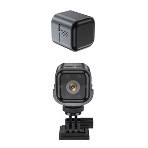 Lexuma XCAM Nano — front view, ultra-compact WiFi mini camera on white background tripod