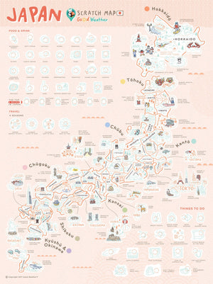 Japan Scratch Travel Map - Travel to Japan - GadgetiCloud