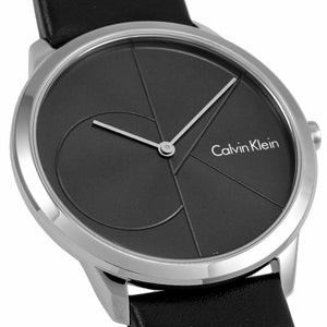 NEW Calvin Klein Minimal Leather Mens Watches - Black Dial K3M211C3