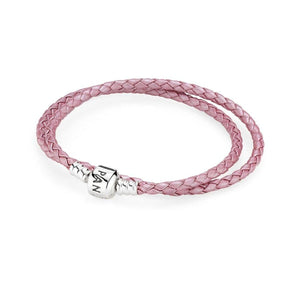 Pandora 590705CMP D2 38cm Moments Double Pink Leather Bracelet women jewellery