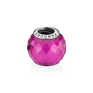 Pandora Abstract silver charm with faceted synthetic ruby #791722SRU
