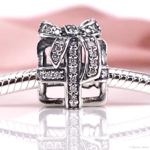 Pandora Openwork gift silver charm with clear cubic zirconia #791766CZ