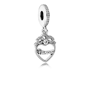 Pandora Princess Crown Heart Pendant Charm #791962CZ