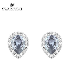 SWAROVSKI Christie Pear Rhodium with Blue & Clear Crystal Stud Earrings #5113783