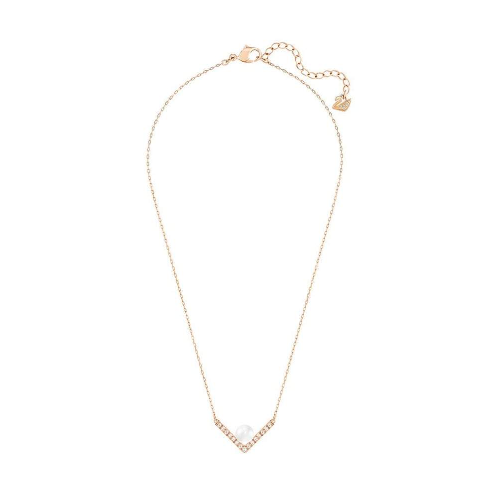 SWAROVSKI Edify Clear Crystal & Pearl Rose Gold Small Necklace #5186847
