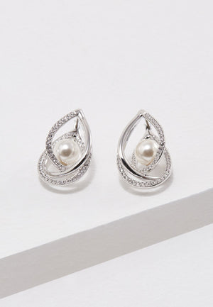 SWAROVSKI Free Pearl Earrings - Rhodium/White #5217718