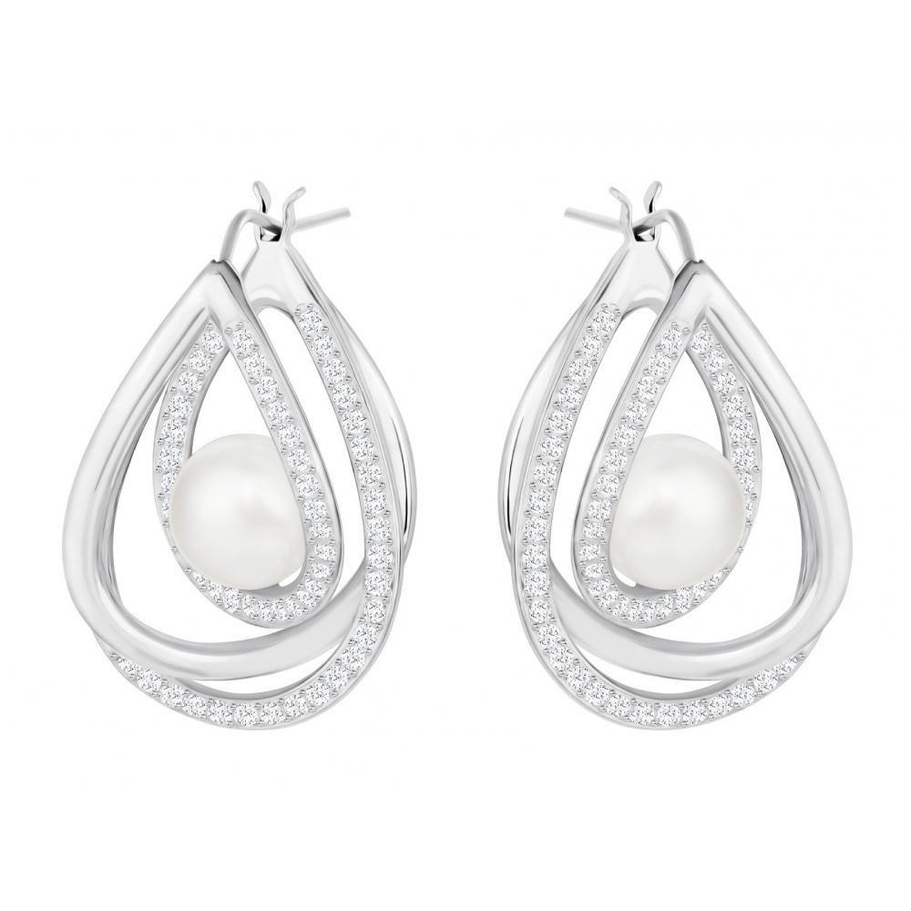 SWAROVSKI Free Pearl Earrings - Rhodium/White #5217718