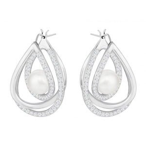 SWAROVSKI Free Pearl Earrings - Rhodium/White #5217718