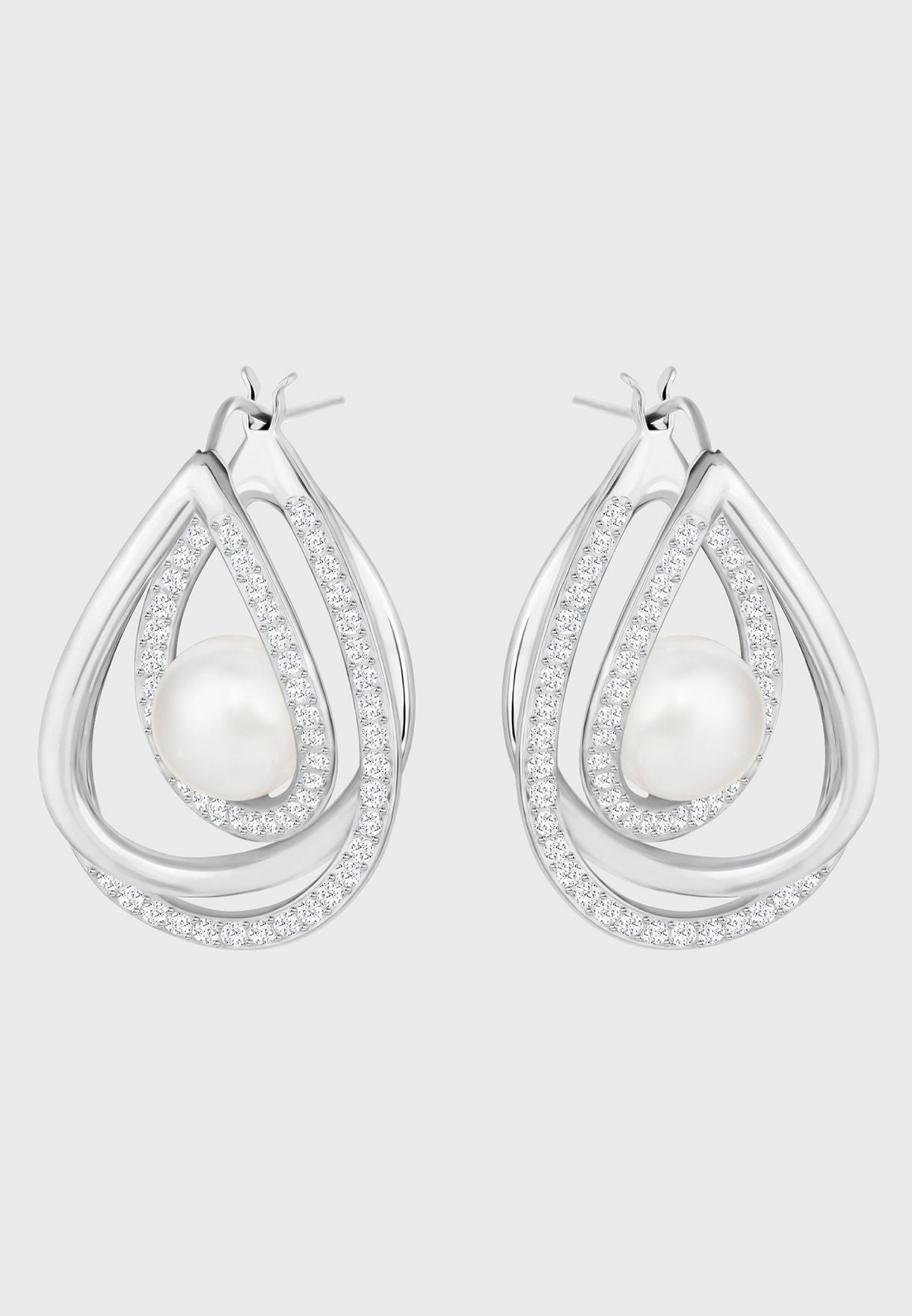 SWAROVSKI Free Pearl Earrings - Rhodium/White #5217718