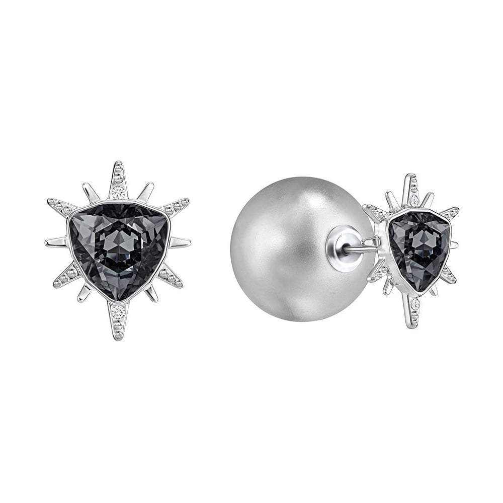 SWAROVSKI Fantastic Grey Crystal & Pearl Rhodium Earrings #5230607