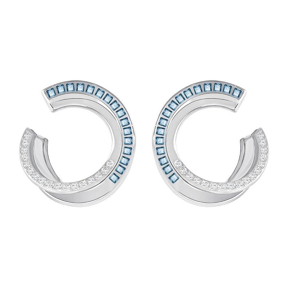 SWAROVSKI Hero Hoop Earrings Teal Rhodium #5352226