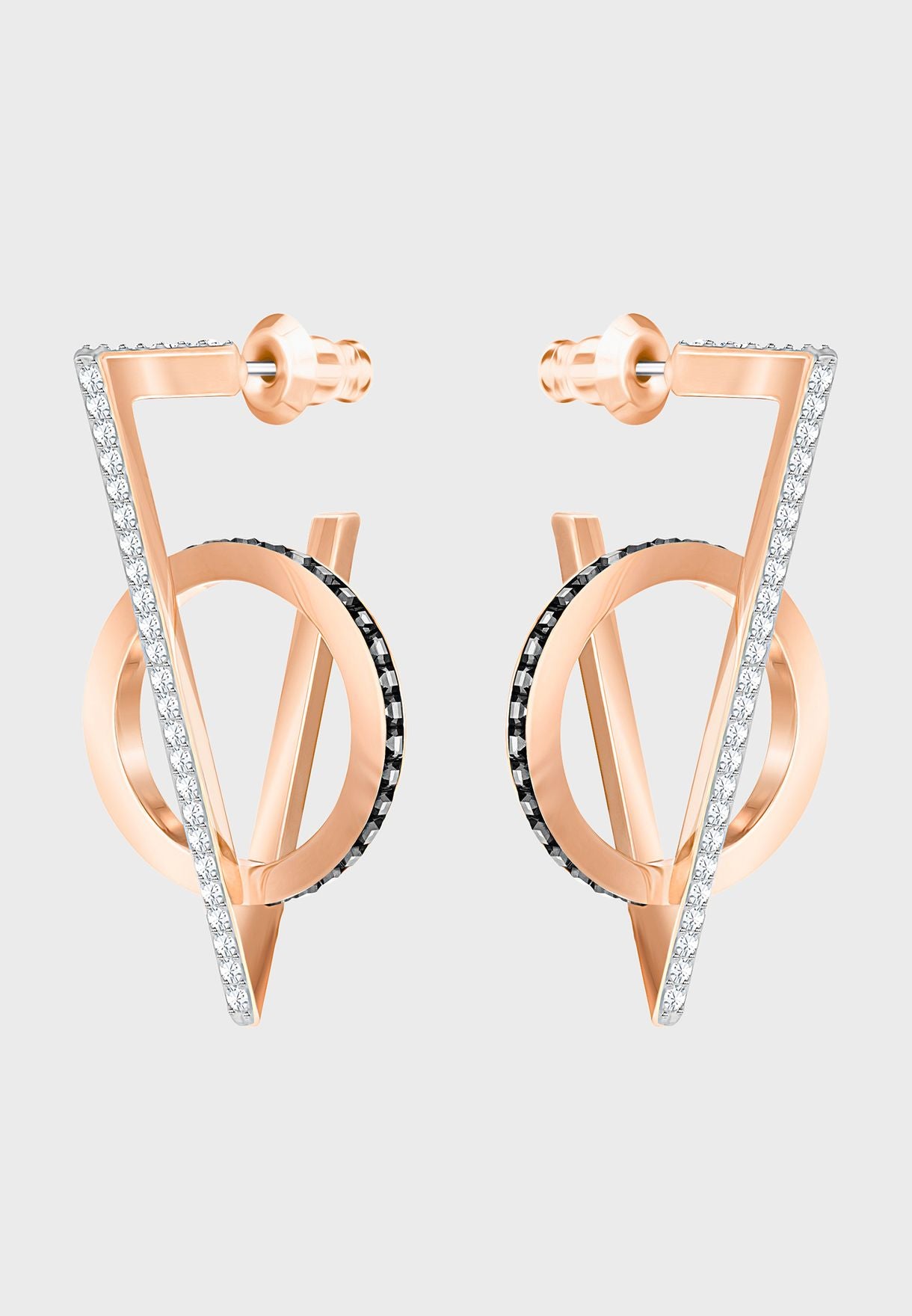 SWAROVSKI Hero Triangle Pierced Earrings - Gray - Rose Gold Plating #5354757
