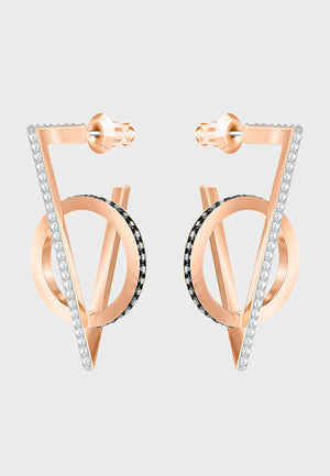 SWAROVSKI Hero Triangle Pierced Earrings - Gray - Rose Gold Plating #5354757