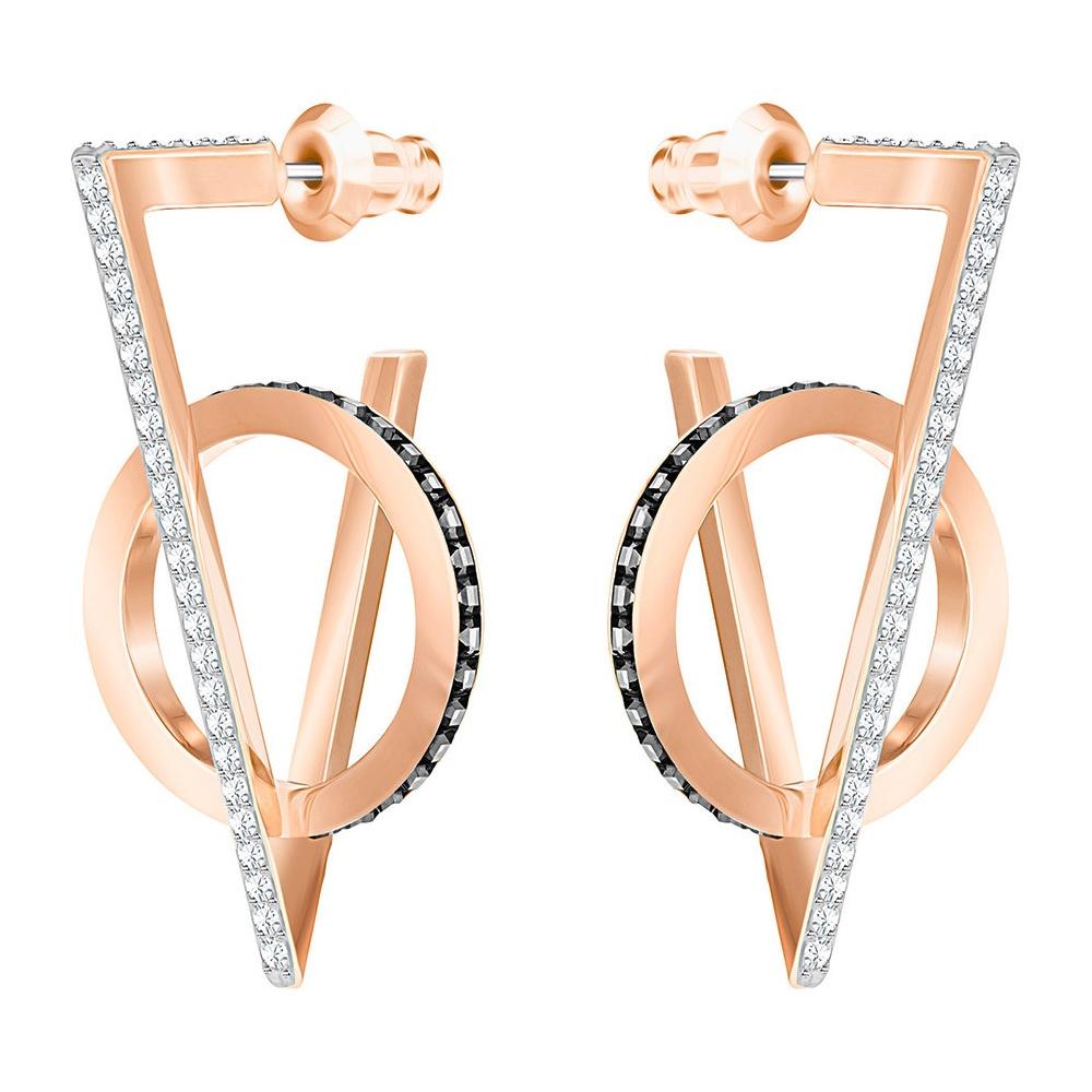SWAROVSKI Hero Triangle Pierced Earrings - Gray - Rose Gold Plating #5354757