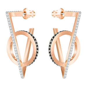 SWAROVSKI Hero Triangle Pierced Earrings - Gray - Rose Gold Plating #5354757