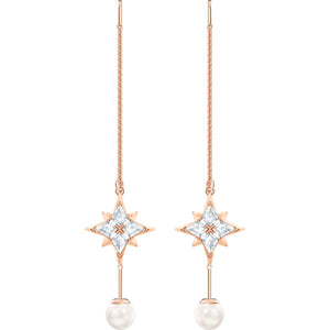 SWAROVSKI Symbolic Chain Pierced Earrings - White & Rose-gold tone plated #5494344