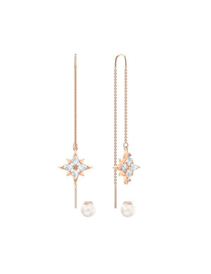 SWAROVSKI Symbolic Chain Pierced Earrings - White & Rose-gold tone plated #5494344