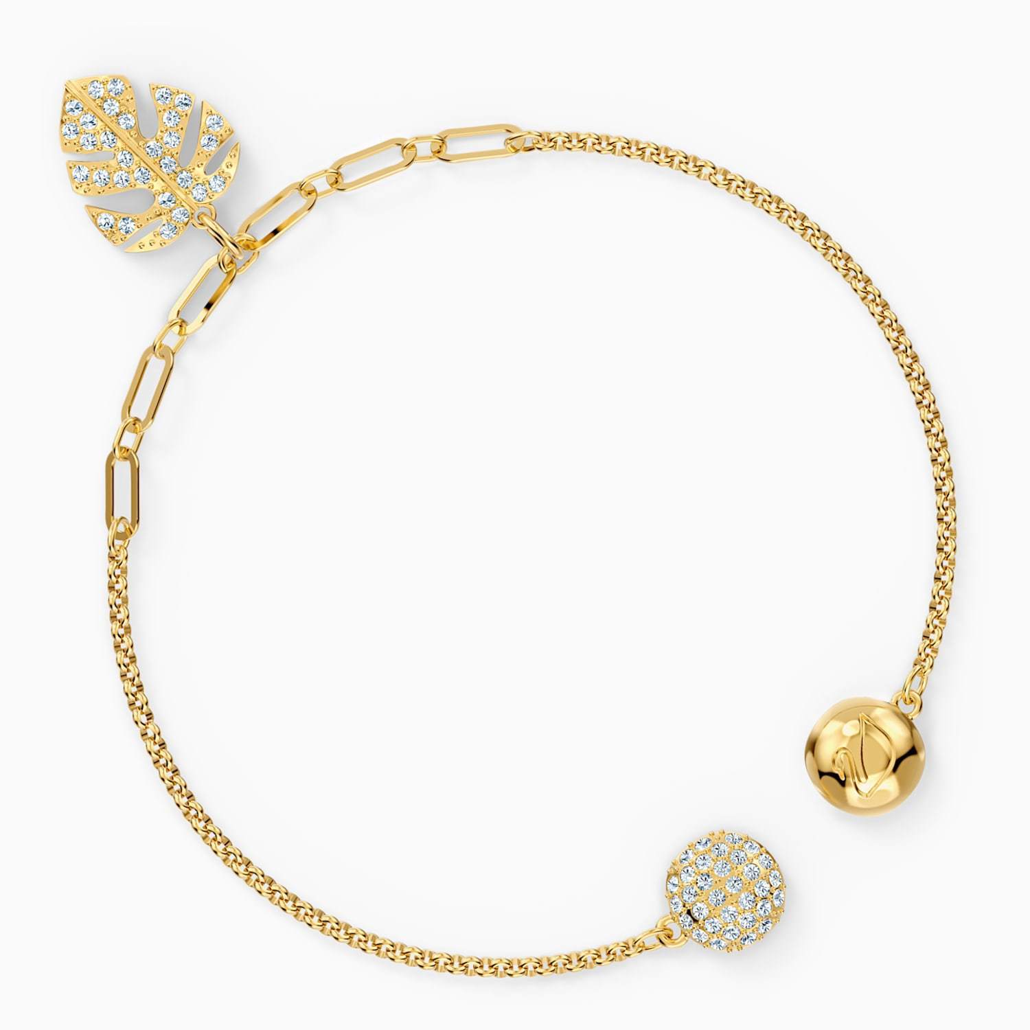 SWAROVSKI Remix Gold Tone Plated White Crystal Palm Leaf Bracelet - M size #5528850