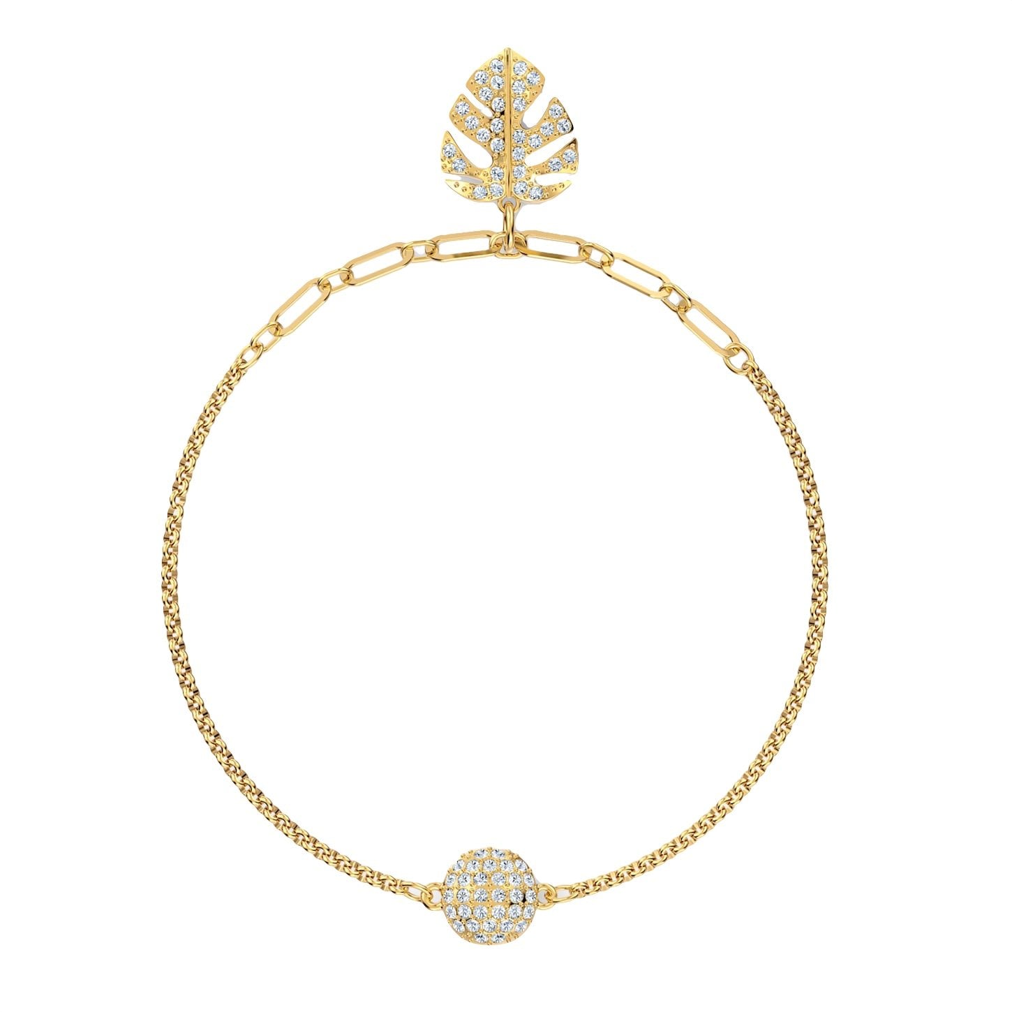 SWAROVSKI Remix Gold Tone Plated White Crystal Palm Leaf Bracelet - M size #5528850