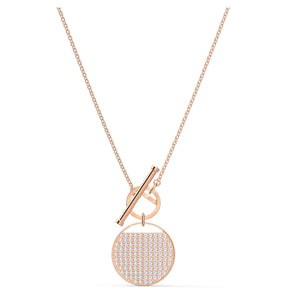 SWAROVSKI Ginger T Bar Necklace - White & Rose Gold Tone Plated #5567529