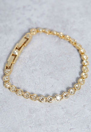 SWAROVSKI Tennis Gold & Clear Crystal Bracelet #992889