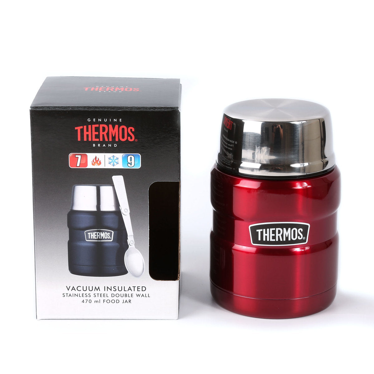 膳魔師 Thermos SK3000系列 不鏽鋼食物燜燒壺 - 四色可選(藍/紅/綠/粉)Thermos SK3000 Series Stainless Steel Food Jar 470mL With Spoon (Cranberry Red) Main View