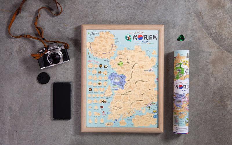 GadgetiCloud korea travel scratch map 韓國刮刮地體 刮刮樂 travel to korea tube size portable package