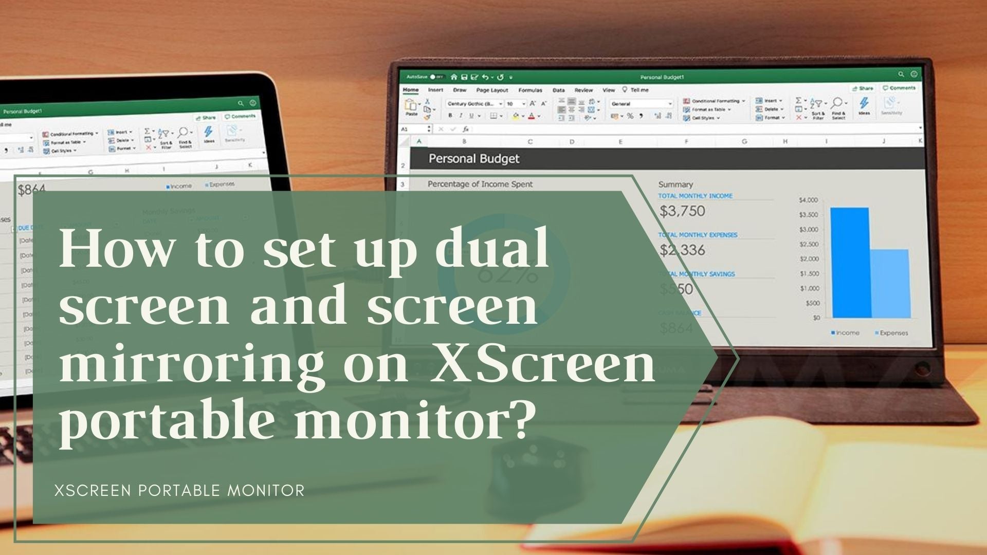 Lexuma Portable Monitor 15.6" Touch 1920x1080 XScreen IPS Ultra Slim Type-C HDMI 1080P Full HD USB Powered