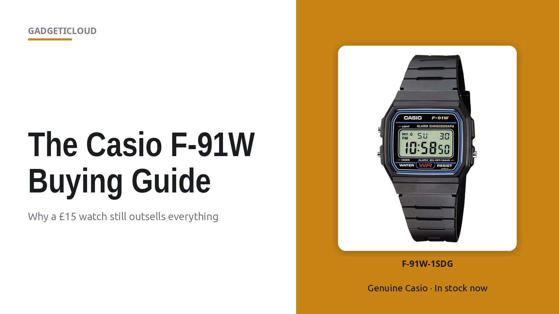 Casio F-91W-1SDG classic black digital watch with resin strap