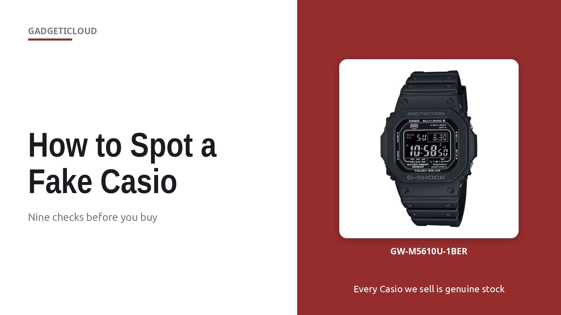 Genuine Casio G-Shock GW-M5610U-1BER solar digital watch