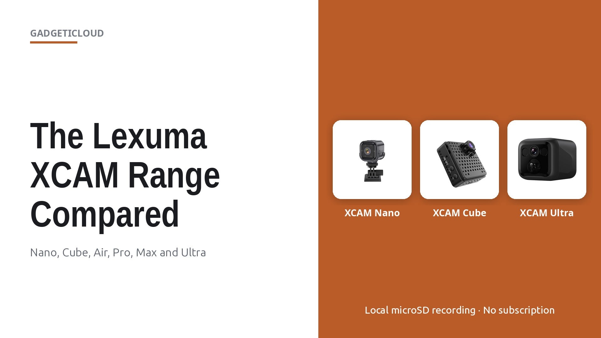 Lexuma XCAM Nano, XCAM Cube and XCAM Ultra mini security cameras compared