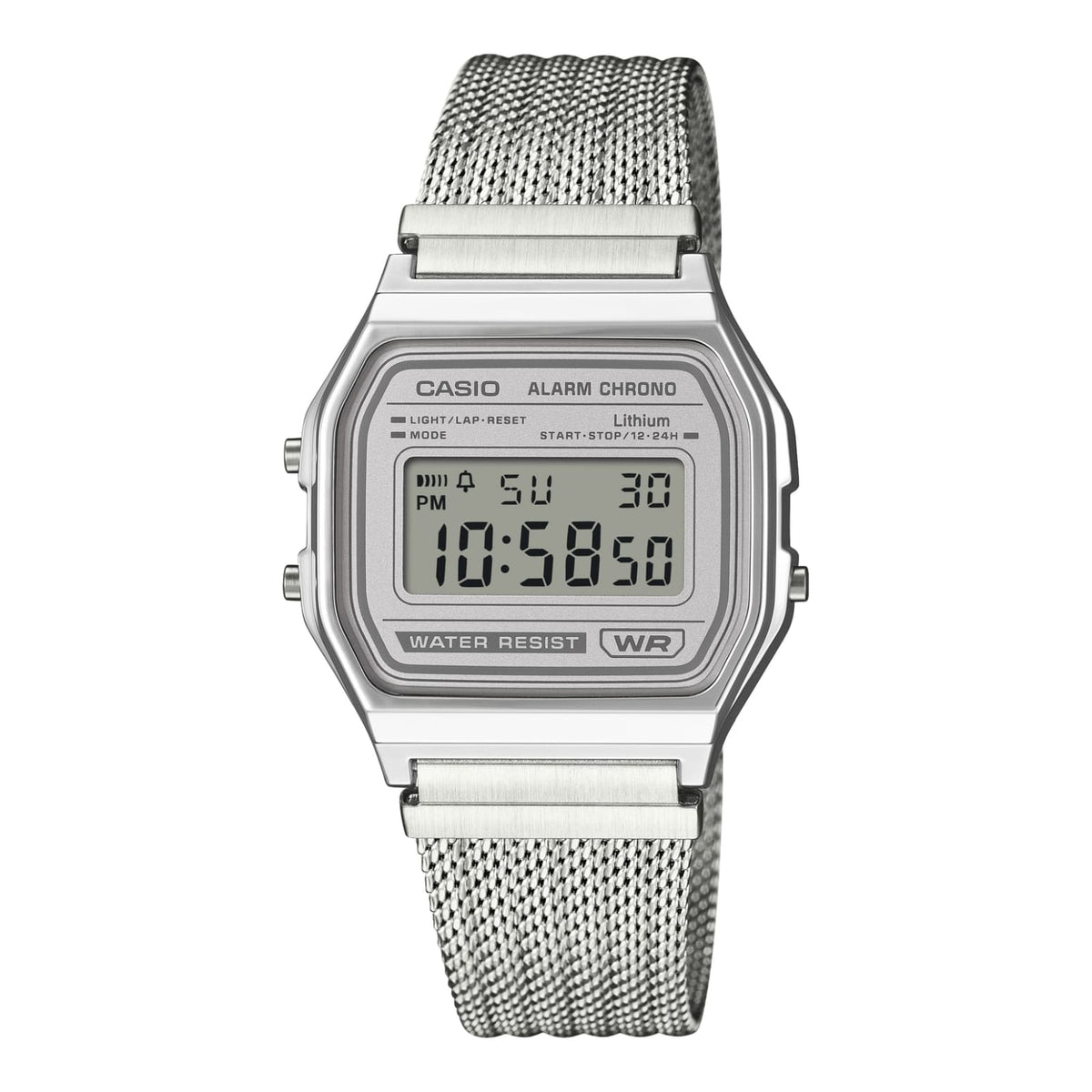 Casio Vintage Silver Mesh Stainless Steel Digital Watch A158WEM-7EF - main product photo