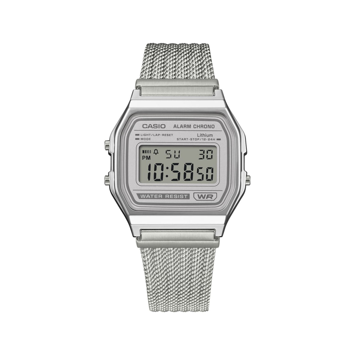 Casio Vintage Silver Mesh Stainless Steel Digital Watch A158WEM-7EF - detail photo 2