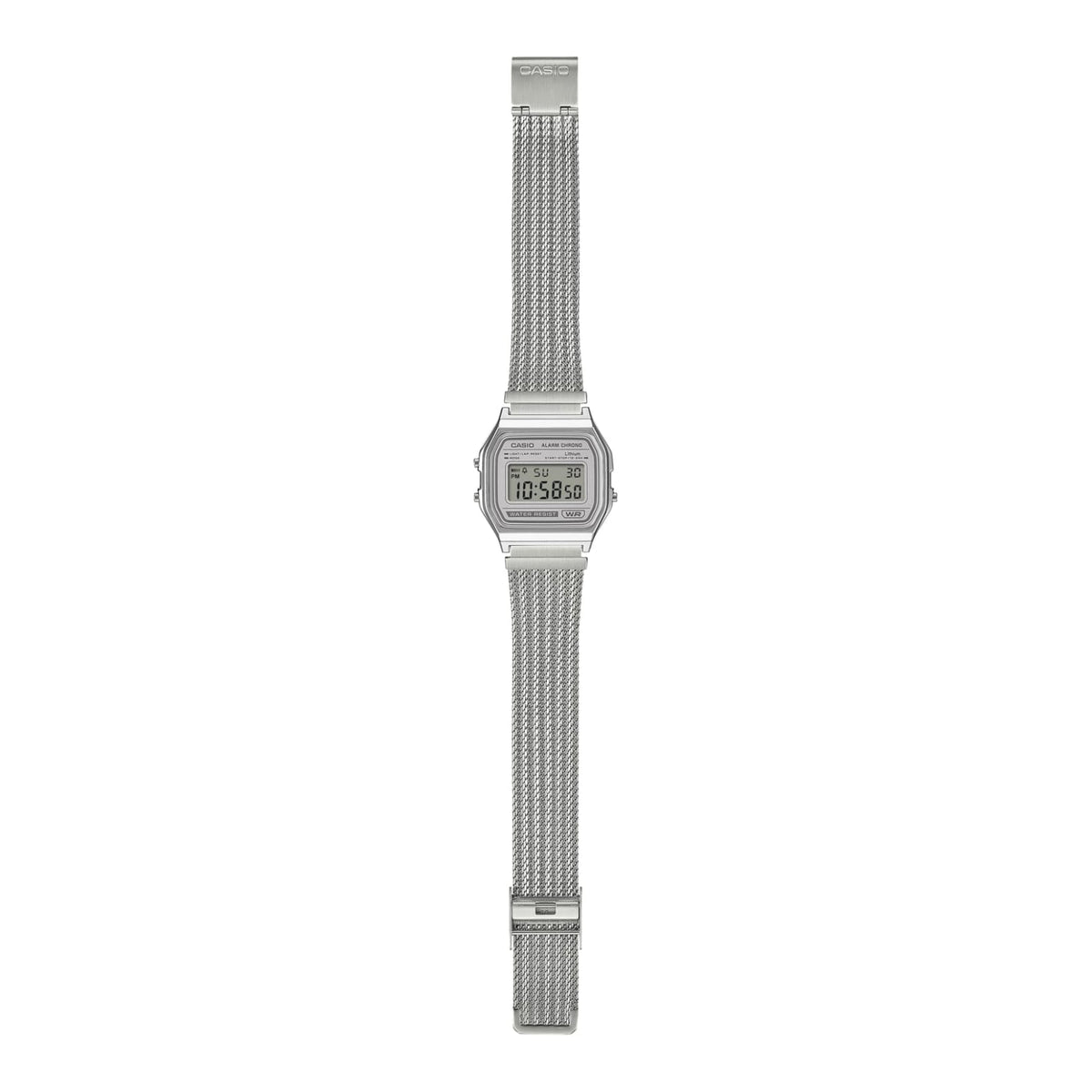 Casio Vintage Silver Mesh Stainless Steel Digital Watch A158WEM-7EF - detail photo 3